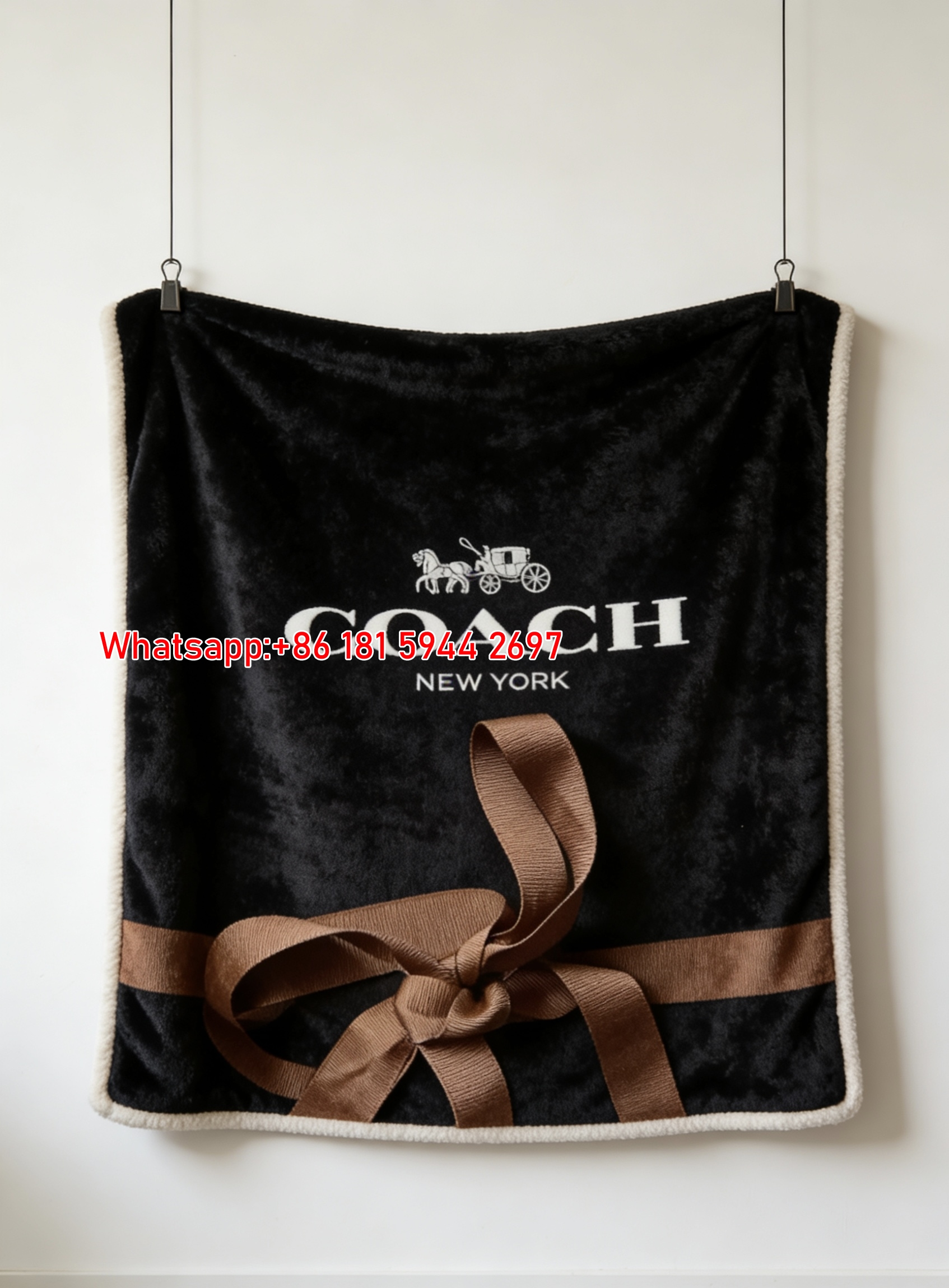 Coach New York Gift Box Print Flannel Fleece Throw Blanket C082